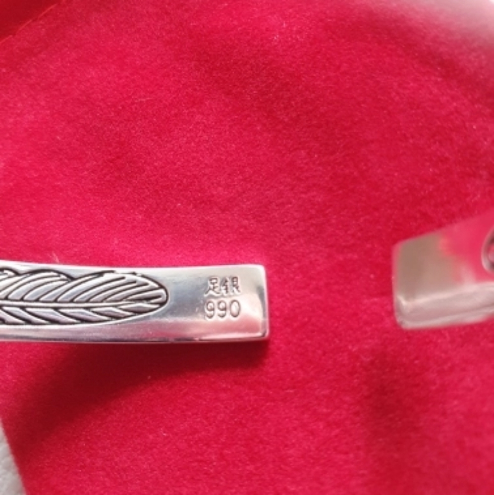 NEW Unisex 999 Silver Etched Feather Cuff Angel Cuff Adjustable Bracelet - Picture 10 of 14